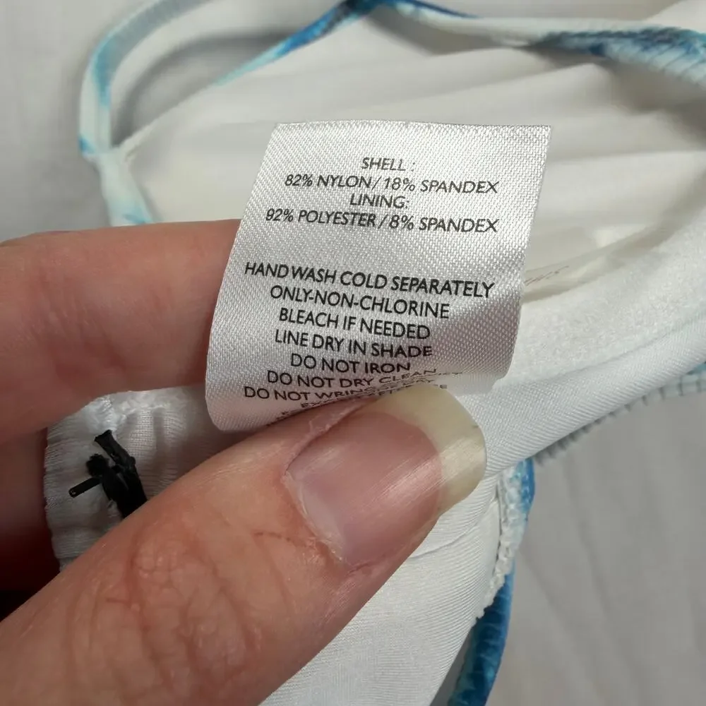 Shade & Shore Bikini Top Women's 34C Blue White Removable Pads Adjustable NWT